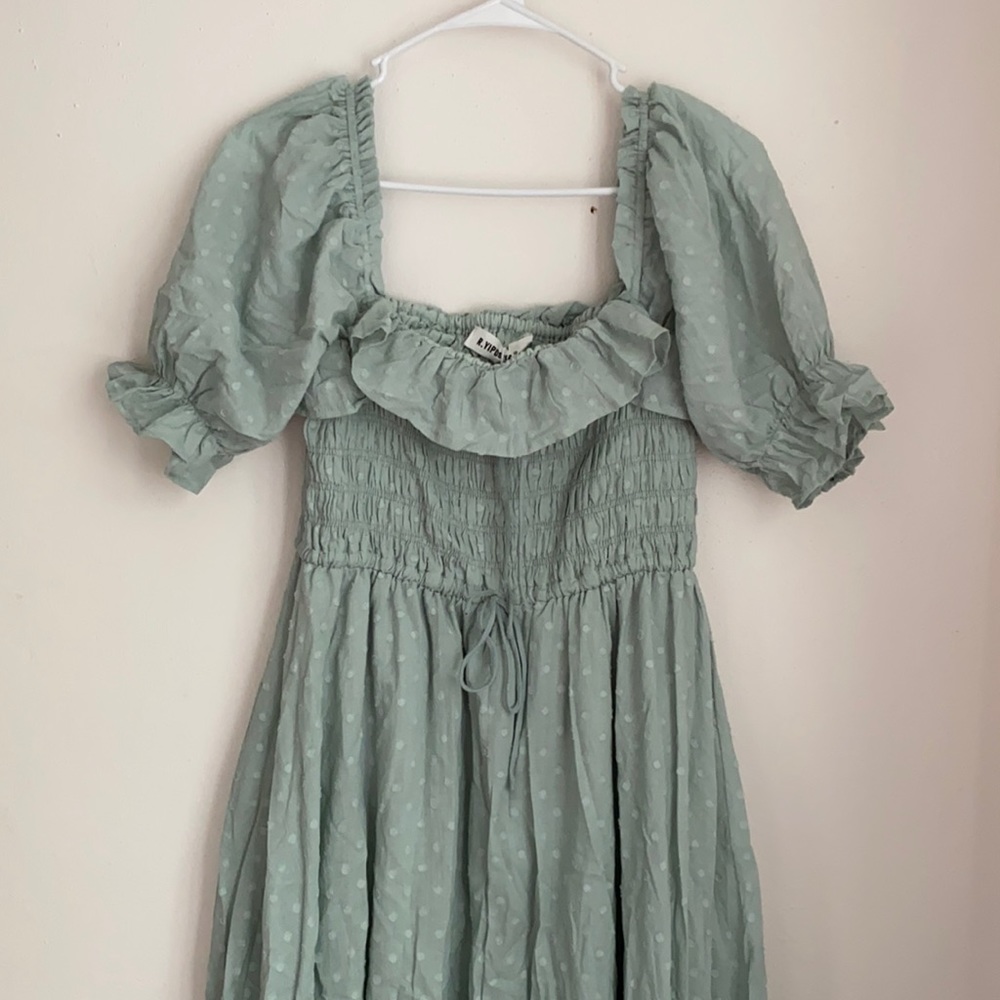 Square Neck Smocked Midi Dress